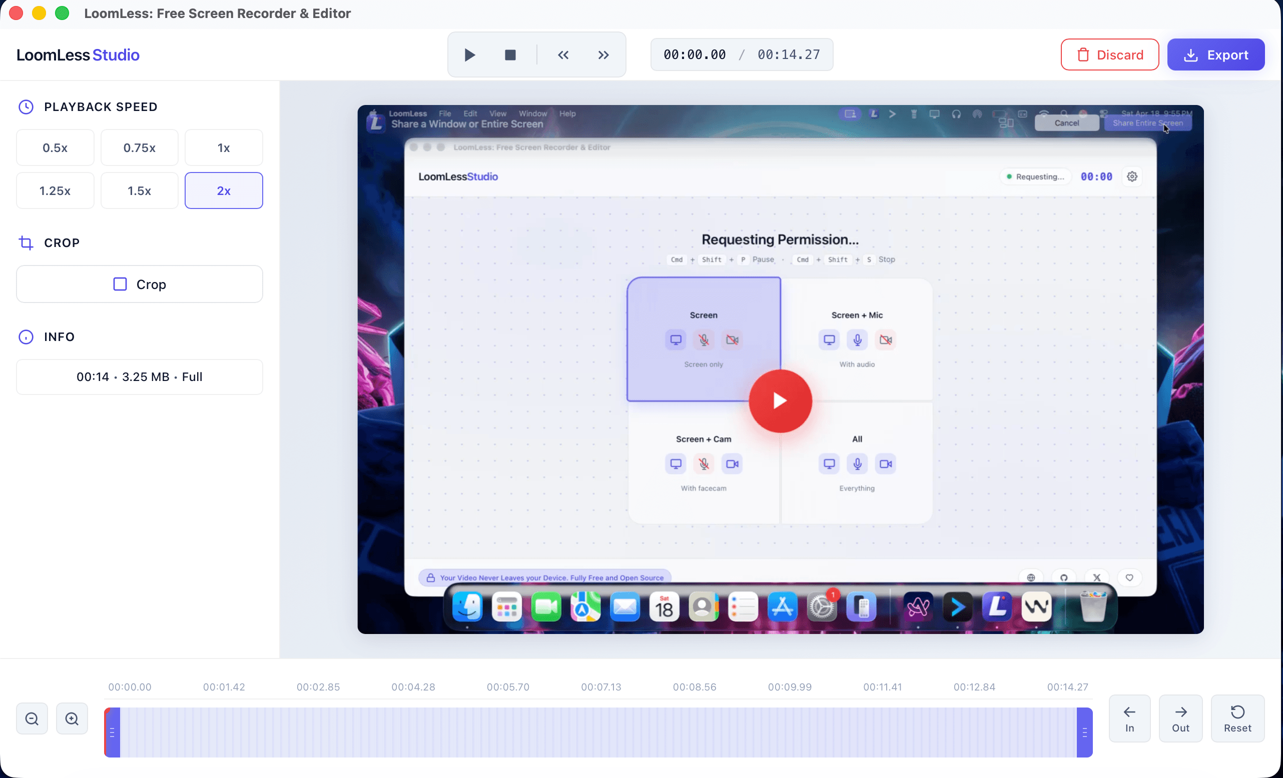 LoomLess interface preview showing the local editor flow